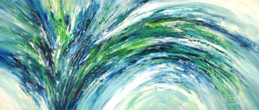 Painting titled "Slim: Blue And Gree…" by Peter Nottrott, Original Artwork, Acrylic