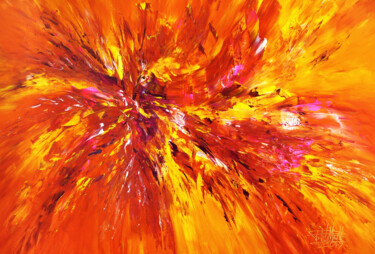 Peinture intitulée "Red Hot Energy XL 1" par Peter Nottrott, Œuvre d'art originale, Acrylique