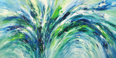 Картина под названием "Blue And Green XXL 1" - Peter Nottrott, Подлинное произведение искусства, Акрил