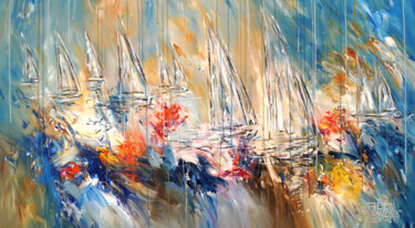 Painting titled "Sailing Boat Impres…" by Peter Nottrott, Original Artwork, Acrylic