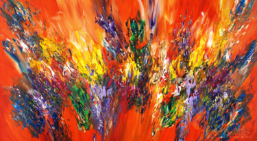 Malerei mit dem Titel "Orange Red Energy L…" von Peter Nottrott, Original-Kunstwerk, Acryl