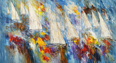 Ζωγραφική με τίτλο "Stormy Sailing Rega…" από Peter Nottrott, Αυθεντικά έργα τέχνης, Ακρυλικό