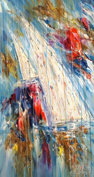 Pittura intitolato "Sailboats L 1" da Peter Nottrott, Opera d'arte originale, Acrilico
