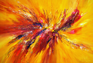 Peinture intitulée "Yellow Red Abstract…" par Peter Nottrott, Œuvre d'art originale, Acrylique