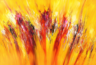 Malarstwo zatytułowany „Yellow Red Abstract…” autorstwa Peter Nottrott, Oryginalna praca, Akryl