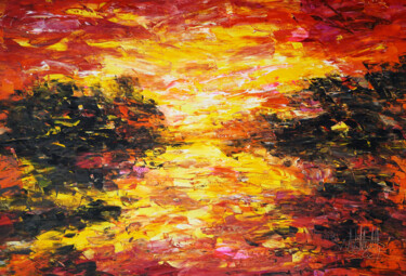 Painting titled "Evening Sunset XL 2" by Peter Nottrott, Original Artwork, Acrylic