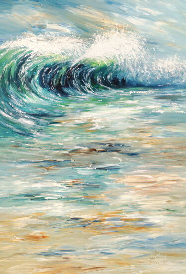 Ζωγραφική με τίτλο "Seascape Breaking W…" από Peter Nottrott, Αυθεντικά έργα τέχνης, Ακρυλικό