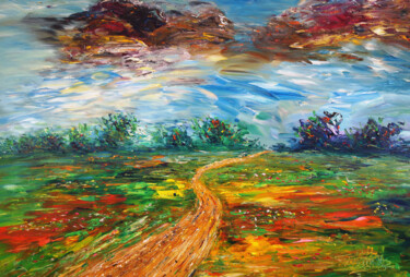 Peinture intitulée "Landscape: Summer W…" par Peter Nottrott, Œuvre d'art originale, Acrylique