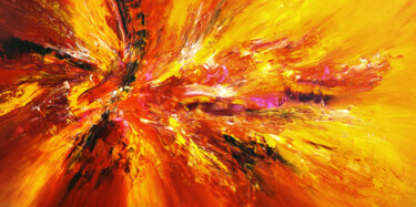Malerei mit dem Titel "Yellow Red Abstract…" von Peter Nottrott, Original-Kunstwerk, Acryl