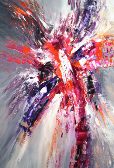 Schilderij getiteld "Anthracite Magenta…" door Peter Nottrott, Origineel Kunstwerk, Acryl