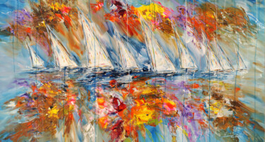 Malerei mit dem Titel "Stormy Sailing Rega…" von Peter Nottrott, Original-Kunstwerk, Acryl