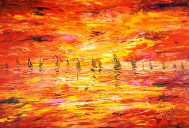 Peinture intitulée "Romantic Sundown Sa…" par Peter Nottrott, Œuvre d'art originale, Acrylique