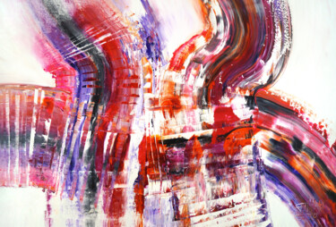 Painting titled "Red Energy Waves XL…" by Peter Nottrott, Original Artwork, Acrylic
