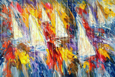 Ζωγραφική με τίτλο "Stormy Sailing Rega…" από Peter Nottrott, Αυθεντικά έργα τέχνης, Ακρυλικό