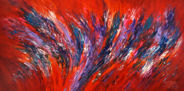 Peinture intitulée "Red Energy Abstract…" par Peter Nottrott, Œuvre d'art originale, Acrylique