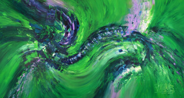 Painting titled "Green Blue Abstract…" by Peter Nottrott, Original Artwork, Acrylic