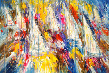 Malerei mit dem Titel "Stormy Sailing Rega…" von Peter Nottrott, Original-Kunstwerk, Acryl