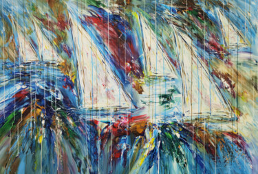 Painting titled "Stormy Sailing Rega…" by Peter Nottrott, Original Artwork, Acrylic
