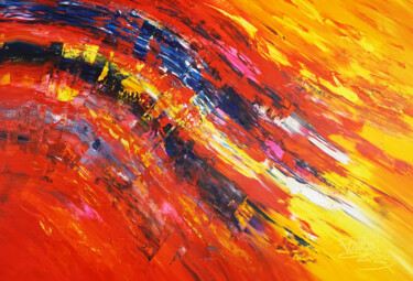 Malarstwo zatytułowany „Yellow Red Energy X…” autorstwa Peter Nottrott, Oryginalna praca, Akryl