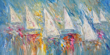 Schilderij getiteld "Stormy Sailing Rega…" door Peter Nottrott, Origineel Kunstwerk, Acryl