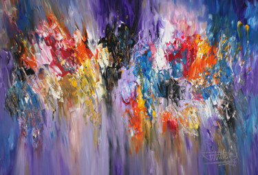 Pintura titulada "Purple Abstraction…" por Peter Nottrott, Obra de arte original, Acrílico