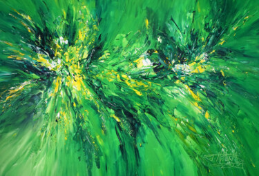 Malerei mit dem Titel "Green Adventure XL 2" von Peter Nottrott, Original-Kunstwerk, Acryl