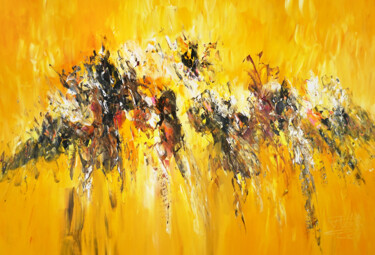 Painting titled "Yellow Symphony XL 1" by Peter Nottrott, Original Artwork, Acrylic