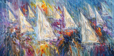 Pintura titulada "Stormy Sailing Rega…" por Peter Nottrott, Obra de arte original, Acrílico