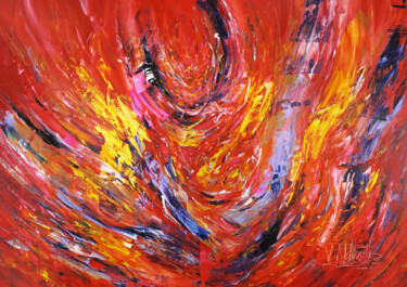 Painting titled "Red Daydream M 1" by Peter Nottrott, Original Artwork, Acrylic