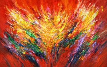 Pittura intitolato "Red Energy XXXL 1" da Peter Nottrott, Opera d'arte originale, Acrilico
