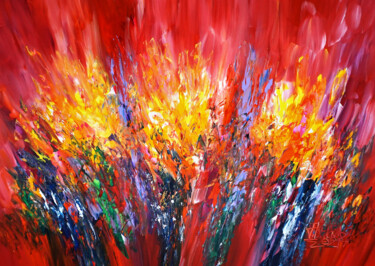 Painting titled "Red Energy M 2" by Peter Nottrott, Original Artwork, Acrylic