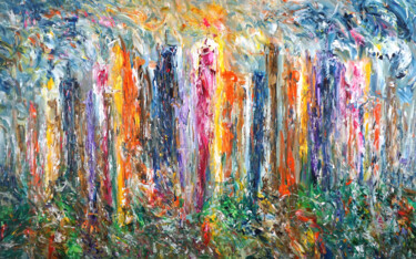 Painting titled "City Skyline XXXL 1" by Peter Nottrott, Original Artwork, Acrylic