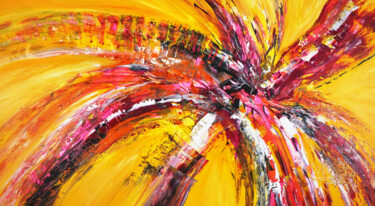 Peinture intitulée "Yellow Red Abstract…" par Peter Nottrott, Œuvre d'art originale, Acrylique