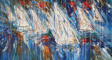 Картина под названием "Sail Boat Regatta L…" - Peter Nottrott, Подлинное произведение искусства, Акрил