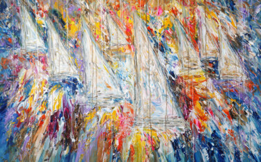 Картина под названием "Stormy Sailing Rega…" - Peter Nottrott, Подлинное произведение искусства, Акрил