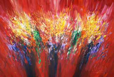 Malerei mit dem Titel "Red Energy XL 9" von Peter Nottrott, Original-Kunstwerk, Acryl