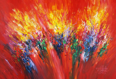 Peinture intitulée "Red Energy XL 10" par Peter Nottrott, Œuvre d'art originale, Acrylique