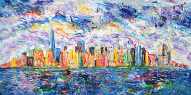 Pittura intitolato "Skyline New York XX…" da Peter Nottrott, Opera d'arte originale, Acrilico