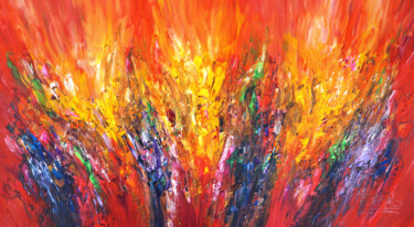 Peinture intitulée "Red Energy L 4" par Peter Nottrott, Œuvre d'art originale, Acrylique