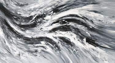 Painting titled "Black And White Wav…" by Peter Nottrott, Original Artwork, Acrylic