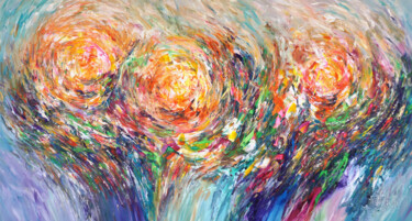 Pittura intitolato "Vibrant Circles L 3" da Peter Nottrott, Opera d'arte originale, Acrilico