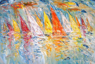 Pittura intitolato "Summer Sailing Impr…" da Peter Nottrott, Opera d'arte originale, Acrilico
