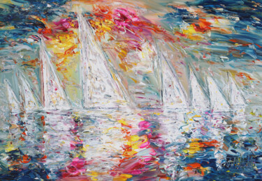 Malarstwo zatytułowany „Summer Sailing Rega…” autorstwa Peter Nottrott, Oryginalna praca, Akryl