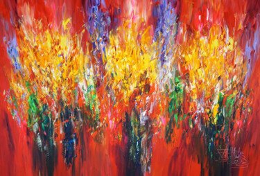 Pittura intitolato "Red Energy XL 11" da Peter Nottrott, Opera d'arte originale, Acrilico