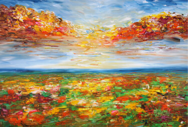 Schilderij getiteld "Beautiful Summer La…" door Peter Nottrott, Origineel Kunstwerk, Acryl