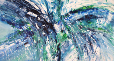 Schilderij getiteld "Turquoise Blue Wave…" door Peter Nottrott, Origineel Kunstwerk, Acryl