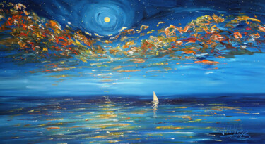 Pittura intitolato "Romantic Night Sail…" da Peter Nottrott, Opera d'arte originale, Acrilico