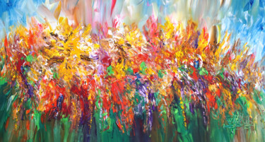 Pittura intitolato "Flowery Energy L 4" da Peter Nottrott, Opera d'arte originale, Acrilico
