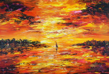 Pittura intitolato "Romantic Sundown Sa…" da Peter Nottrott, Opera d'arte originale, Acrilico
