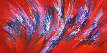 Painting titled "Lavender Red Waves…" by Peter Nottrott, Original Artwork, Acrylic